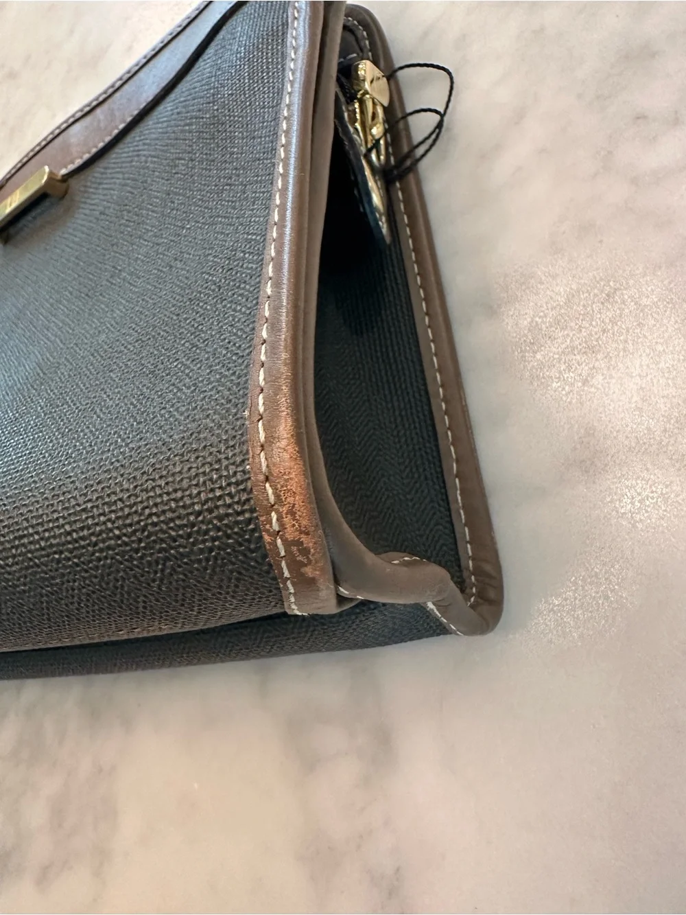 Dunhill Canvas and Leather Organizer Clutch in Gray and Brown